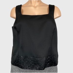 Zola Evening Womens Plus Black Beaded Formal Top Sleeveless Satin size 24W